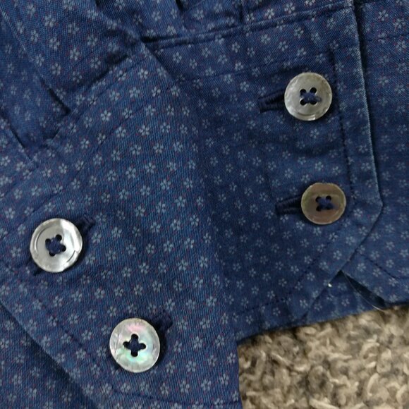 Zachary Prell Shirt Floral Long Sleeve Button Up Navy Blue Mens 2XL - Picture 5 of 10